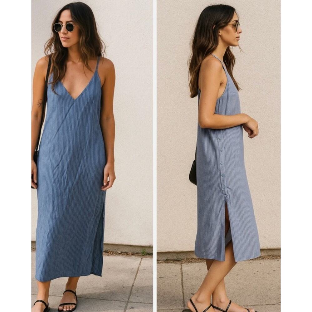 Faithfull the Brand x Revolve Blue White Stripe Midi Dress Size 4